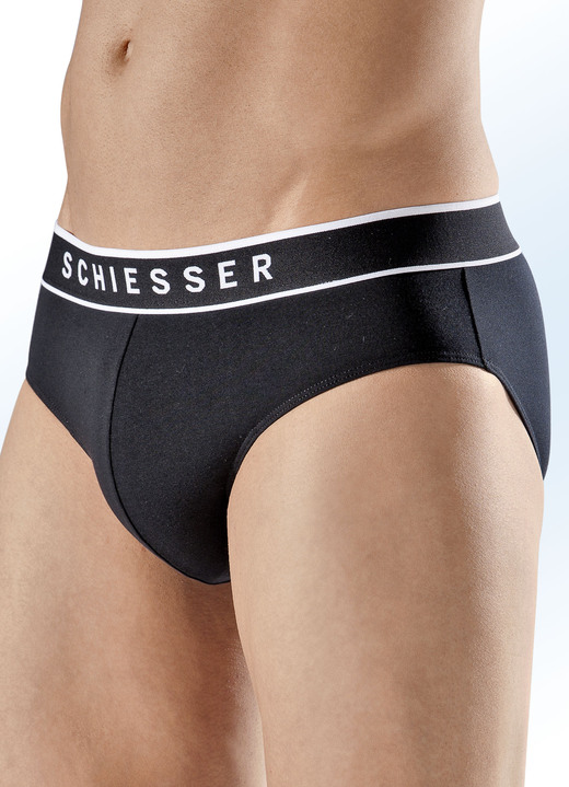 Slips & onderbroeken - Schiesser set van drie slips met elastische tailleband, in Größe 004 bis 008, in Farbe 3x ZWART Ansicht 1