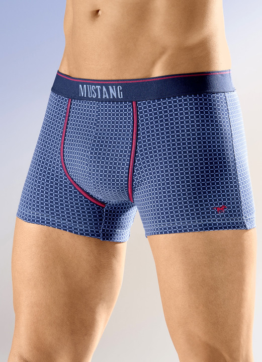 Pants & boxershorts - Mustang drie-pack broeken met patroon, in Größe 004 bis 008, in Farbe MARINE-JEANSBLAUW Ansicht 1