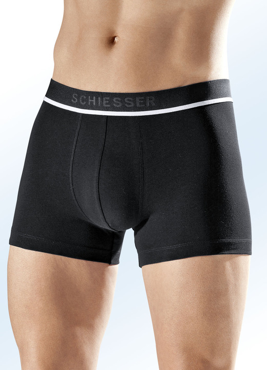 Pants & boxershorts - Schiesser driepack broeken met elastische tailleband, in Größe 004 bis 008, in Farbe 1X ZWART, 1X GRIJS GEVLEKT Ansicht 1