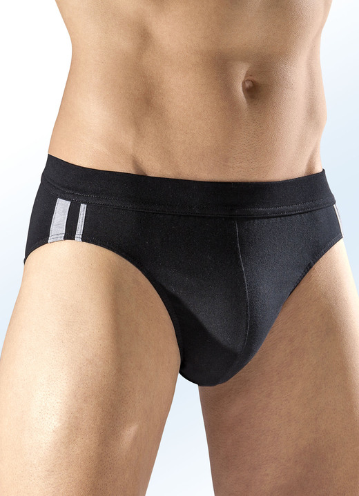 Slips & broeken - Schiesser set van drie slips met contrasterende strepen, in Größe 004 bis 010, in Farbe 3X ZWART