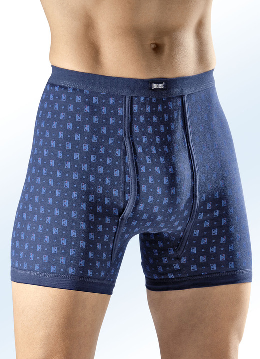 Slips & broeken - Vierpack onderbroeken, all-over patroon, in Größe 005 bis 014, in Farbe 2X MARINE-MEERKLEURIG, 2X JEANSBLAUW GEMÊLEERD-MEERKLEURIG