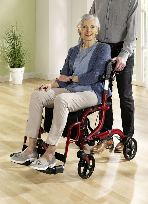 Mobiliteit - Rollator, ook te gebruiken als rolstoel, in Farbe ROOD Ansicht 1