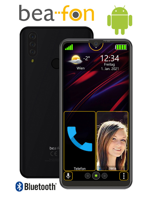 Mobiele telefoon - Bea-fon M 6s premium-smartphone, in Farbe ZWART Ansicht 1