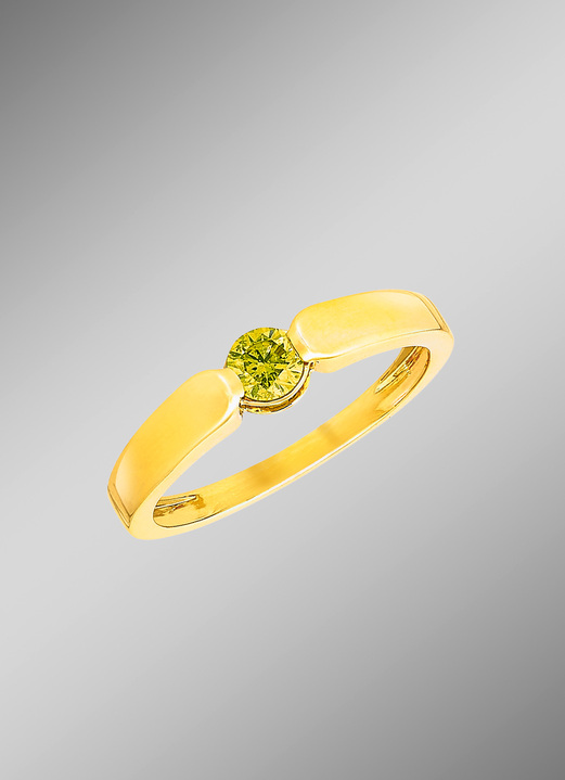 Ringen - Prachtige damesring met een gele Canarische diamant, in Größe 160 bis 220, in Farbe