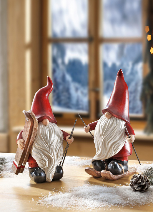 - Elf met ski's, set van 2, in Farbe ROOD-WIT Ansicht 1