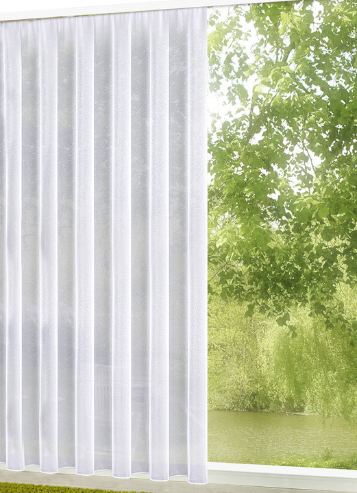 Modern - Licht transparant gordijn met automatische plooiband, in Größe 140 (120 x 300 cm) bis 315 (295x450 cm), in Farbe WIT Ansicht 1