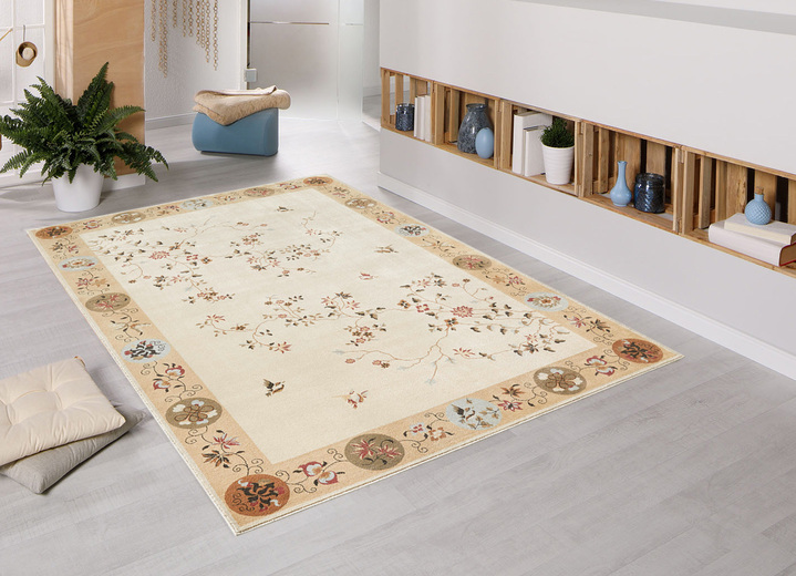 Tapijten - Bruggen en tapijten met bloem- en rankmotieven, in Größe 100 (50 x 80 cm) bis 288 (240 x 340 cm), in Farbe NATUUR-BEIGE Ansicht 1
