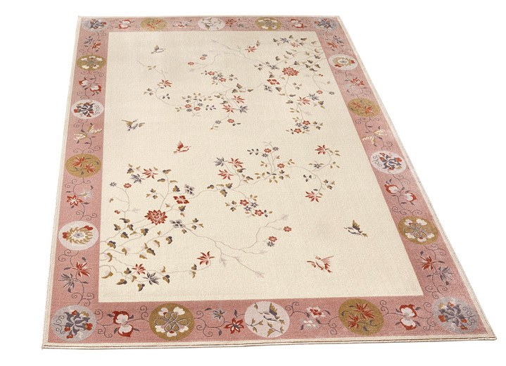 Tapijten - Bruggen en tapijten met bloem- en rankmotieven, in Größe 100 (50 x 80 cm) bis 288 (240 x 340 cm), in Farbe NATUUR-ROZE Ansicht 1