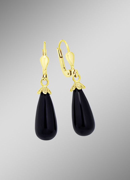 Oorbellen - Chique oorbellen met ring. onyx, in Farbe  Ansicht 1