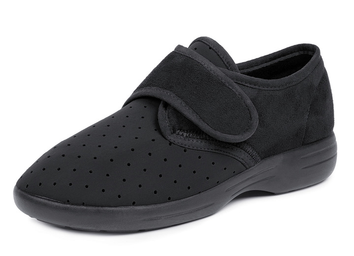 Instappers & veterschoenen - Aerosoft® Flex stretch klittenbandpantoffels van Jürgen Hirsch®, in Größe 036 bis 046, in Farbe ZWART Ansicht 1