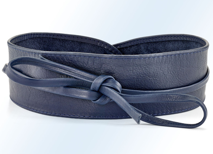 Riemen - Modieuze leren strikriem, 8 cm breed, in Farbe DONKERBLAUW Ansicht 1