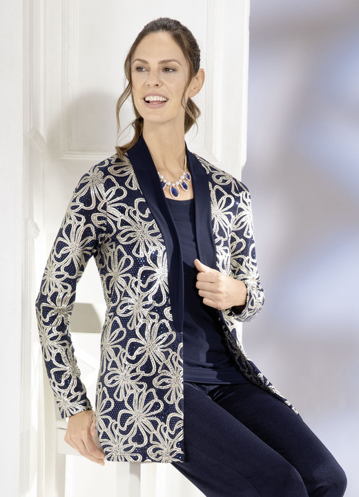 Blouses & tunieken - Elegante kazuifel in marine goud, in Größe 038 bis 056, in Farbe MARINE-GOUD Ansicht 1