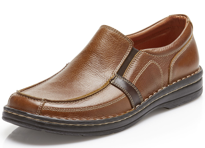 Instappers & veterschoenen - GINO GALANTE pantoffels met contrasterende inzetstukken, in Größe 039 bis 046, in Farbe COGNAC Ansicht 1