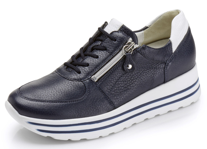 Instappers & veterschoenen - Waldläufer, comfortabele damessneakers, breedte H, met uitneembaar voetbed, in Größe 3 1/2 bis 8, in Farbe MARINE Ansicht 1