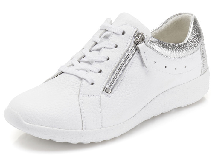 Instappers & veterschoenen - Waldläufer veterschoen van het beste hertennappaleer, in Größe 3 1/2 bis 8, in Farbe WIT-ZILVER Ansicht 1