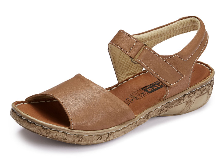 Sandalen & slippers - ELENA EDEN sandaal met verstelbare klittenbandsluiting, in Größe 035 bis 042, in Farbe COGNAC Ansicht 1