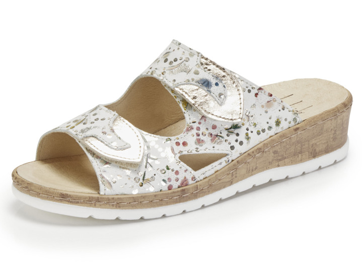 Sandalen & slippers - ELENA EDEN muiltjes van nappaleer met bloemenprint, in Größe 035 bis 041, in Farbe ECRU-MULTICOLOR Ansicht 1