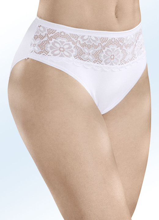 - Laurina set van vier slips met elastische kant, in Größe 036 bis 048, in Farbe WIT Ansicht 1