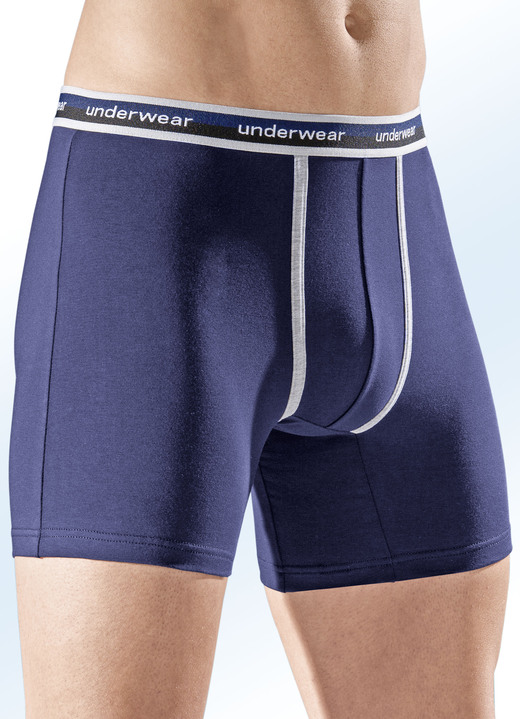 - Set van vier broeken met contrasterende biezen, in Größe 005 bis 011, in Farbe 2 X MARINEBLAUW, 2 X LICHTGRIJS GEMÊLEERD