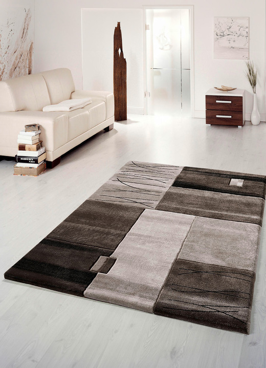 Modern - Bruggen, galerijen en tapijten met handgeleide contoursnijden, in Größe 111 (Brug, 60 x 110 cm) bis 288 (tapijt, 240 x 340 cm), in Farbe BRUIN Ansicht 1