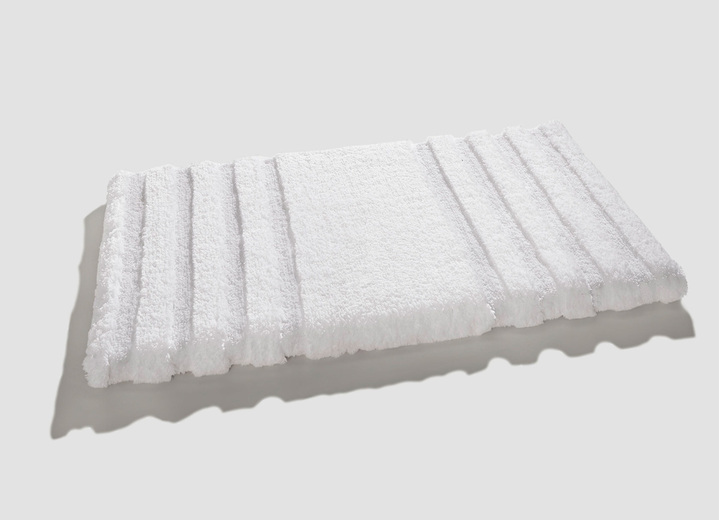Badmatten - Pluisvrije badkamerset met antislip achterkant, in Größe 100 (Matje, halfrond 50/80 cm) bis 110 (set voor hangend toilet, 2-delig), in Farbe WIT Ansicht 1