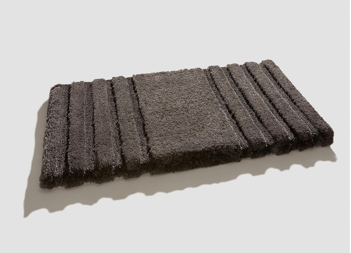 Badmatten - Pluisvrije badkamerset met antislip achterkant, in Größe 100 (Matje, halfrond 50/80 cm) bis 110 (set voor hangend toilet, 2-delig), in Farbe ANTRACIET Ansicht 1
