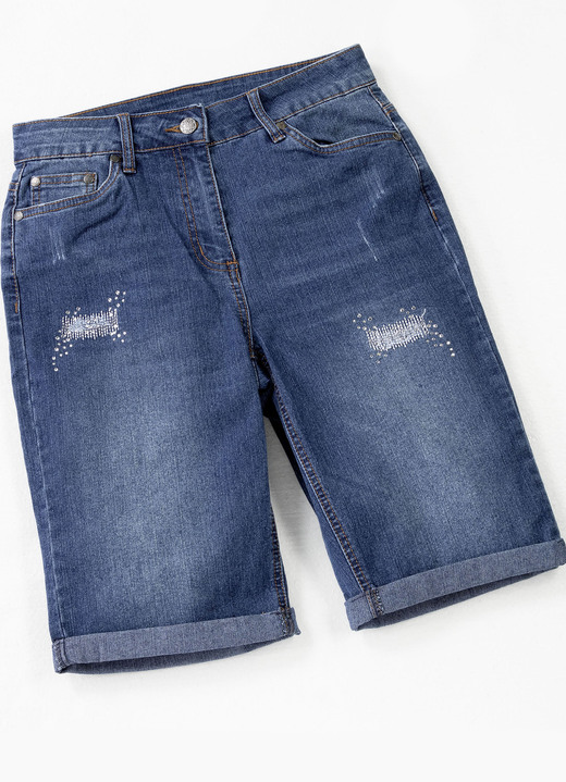 7/8 broeken, capri's, bermuda's - Denim bermuda met geweldige gebruikte effecten 7/8 broeken, capri's, bermuda's - Denim bermuda met geweldige gebruikte effecten, in Größe 032 bis 050, in Farbe JEANSBLAUW