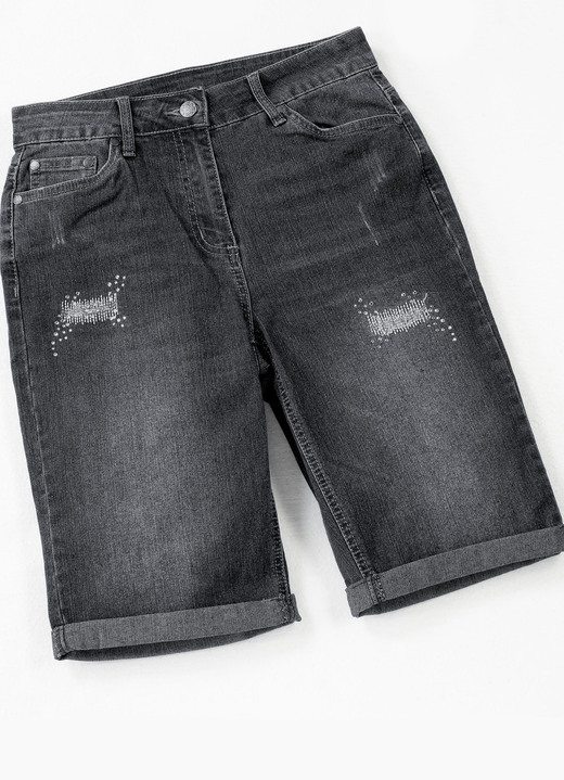 7/8 broeken, capri's, bermuda's - Denim bermuda met geweldige gebruikte effecten 7/8 broeken, capri's, bermuda's - Denim bermuda met geweldige gebruikte effecten, in Größe 032 bis 050, in Farbe ANTRACIET