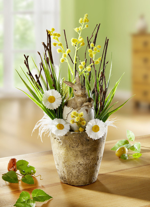 Decoratie - Arrangement gemaakt van hoogwaardig kunst- en textielmateriaal, in Farbe BRUIN-GROEN