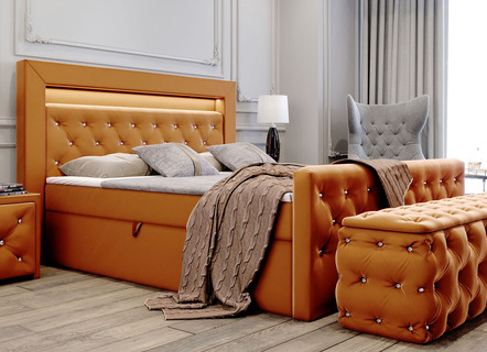 Boxspringbed met LED-verlichting en topper