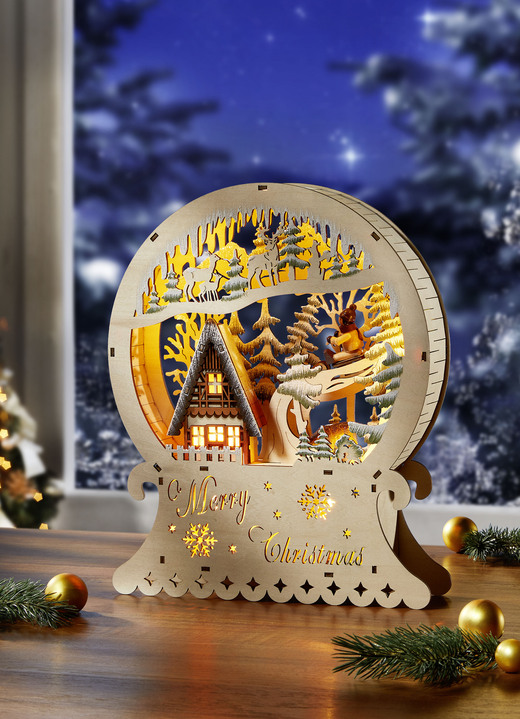 Kerstmis - Verlichte houten decoratie, in Farbe NATUREL