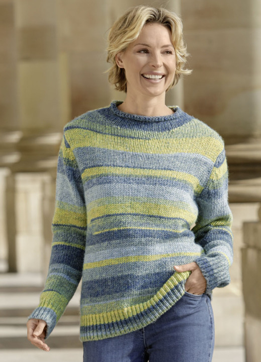 Lange mouw - Trui met scheerwol, in Größe L(44/46) bis XS (32/34), in Farbe BLAUW-GEEL-MULTICOLOR Ansicht 1