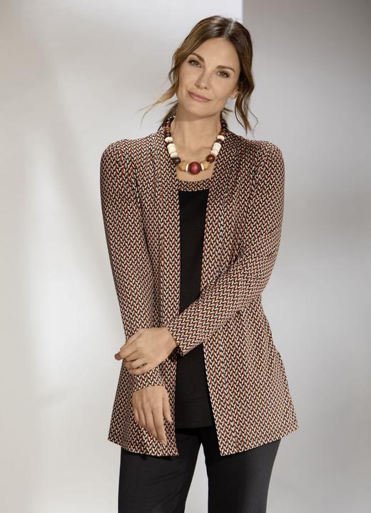 Shirts met strass steentjes - Overhemd in een verfijnde jasjelook Shirts met strass steentjes - Overhemd in een verfijnde jasjelook, in Größe 038 bis 056, in Farbe ZWARTBRUIN