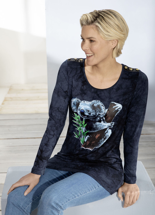 Shirts - Lang shirt met motief inkjetprint in 2 kleuren, in Größe 038 bis 056, in Farbe ANTRACIET BATIK Ansicht 1