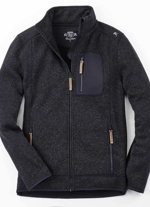 Korte jassen & blousons - Gebreid fleece kort jack , in Größe 3XL (56) bis XXL (54), in Farbe ANTRACIET GEMÊLEERD Ansicht 1