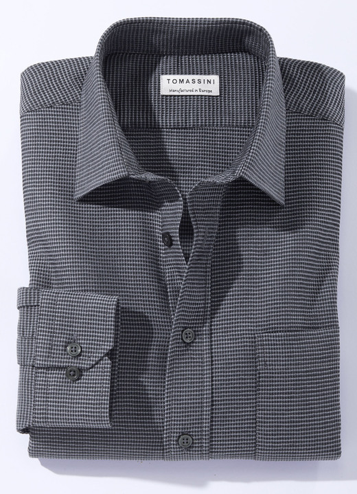 Hemden - Shirt in 4 kleuren met borstzak, in Größe (M 39/40) bis XXL (45/46), in Farbe DONKERGRIJS