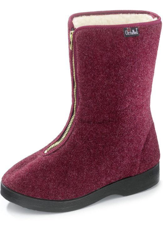 Huisschoenen - Warme damespantoffels, breedte H, met rits, in Größe 036 bis 042, in Farbe BORDEAUX Ansicht 1