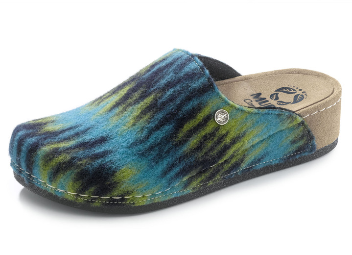 - Mubb pantoffels gemaakt van wolvilt, in Größe 036 bis 042, in Farbe BLAUW-MULTICOLOR Ansicht 1