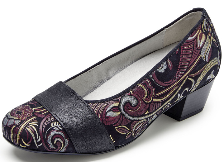 Pumps & ballerina - Waldläufer, comfortabele damespumps, breedte K, met uitneembaar voetbed, in Größe 3 1/2 bis 8, in Farbe ZWART KLEURRIJK Ansicht 1