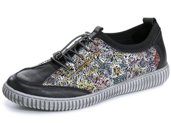 - Gemini sneakers gemaakt van deels gebloemd rundleer, in Größe 036 bis 041, in Farbe ZWART-MEERKLEURIG Ansicht 1