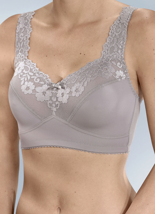 - BH met elastische kant aan de voorkant - BH met elastische kant aan de voorkant, in Größe 080 bis 110, in Cup D, in Farbe TAUPE