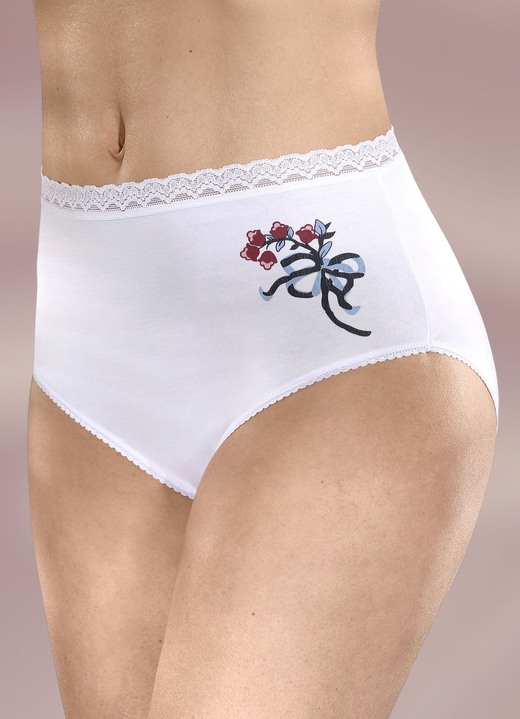 - Set van drie slips met een harmonieus bloemmotief, in Größe 038 bis 050, in Farbe WIT