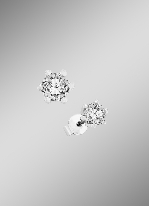 Oorbellen - Solitaire oorknopjes met diamanten, in Farbe  Ansicht 1