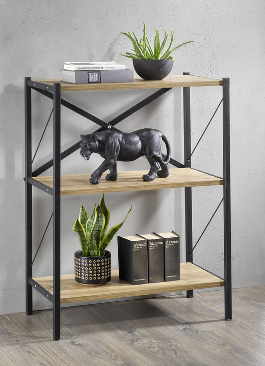 Meubels - Staande plank met metalen frame, in Farbe HONINGEIK, in Ausführung Met 3 planken Ansicht 1