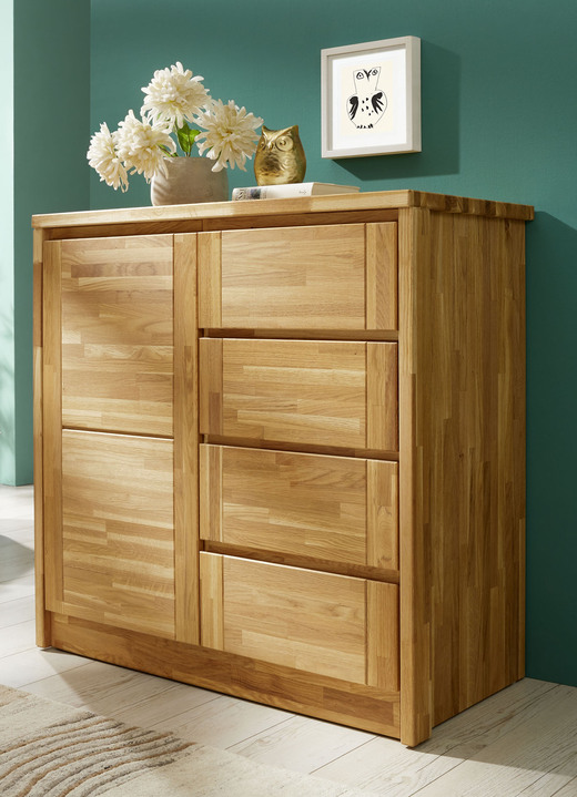 Meubels - Ladekast gemaakt van massief hout met soft close, in Farbe WILD EIKEN, in Ausführung Commode, 1 deur Ansicht 1