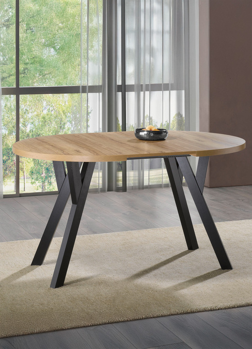 Eettafels - Eettafel met verlengstuk op massief beukenhouten poten, in Farbe EIK-ZWART Ansicht 1