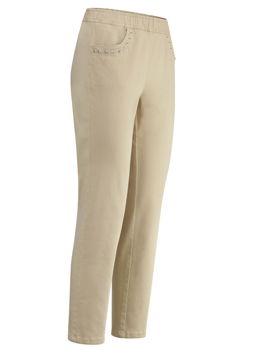 Broeken met knoop- en ritssluiting - 7/8-jeans, in Größe 019 bis 058, in Farbe BEIGE Ansicht 1