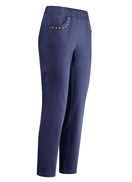 Broeken met knoop- en ritssluiting - 7/8-jeans, in Größe 019 bis 058, in Farbe DONKERBLAUW Ansicht 1