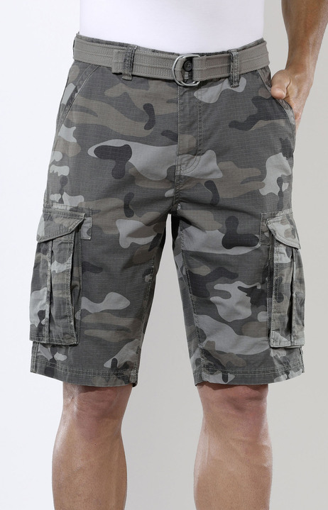 Shorts & bermuda's - Bermudashort met riem en cargozakken in 2 kleuren, in Größe 046 bis 062, in Farbe ANTRACIET-GRIJS Ansicht 1