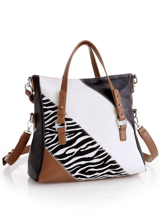 Tassen - Collezione Alessandro tas met zebra-design, in Farbe ZWART-ECRU Ansicht 1